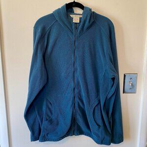 ExOfficio XL Zip up Hoodie Teal Blue Waffle Knit Thermal Hooded Outdoor Travel